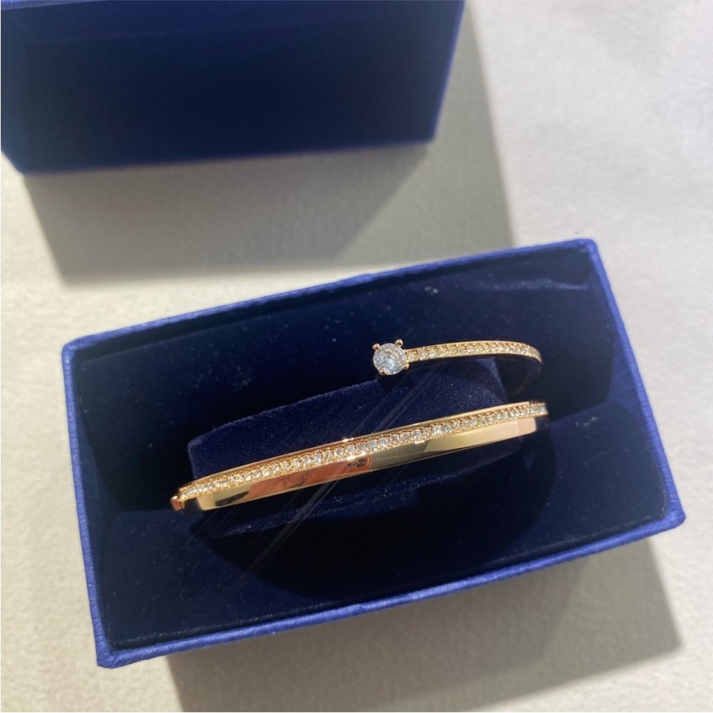 Elegant Rose Gold Crystal Bangle Set for Women